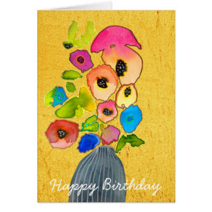 Flores de acuarela floral en jarrón