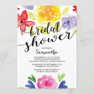 Flores de acuarela moderna Invitación a la ducha d