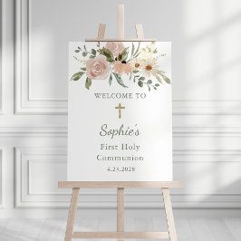 Flores de acuarela neutra Primera Bienvenida de la