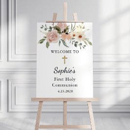 Flores de acuarela neutra Primera Bienvenida de la