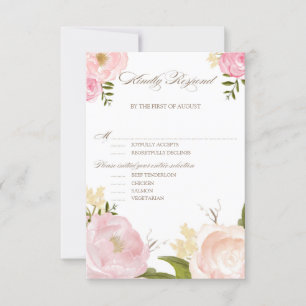 Flores de acuarela romántica Boda RSVP III