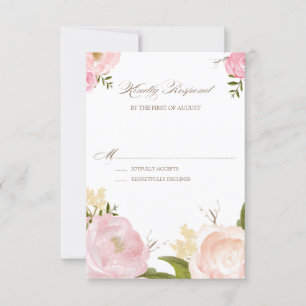 Flores de acuarela romántica Boda Tarjeta RSVP III