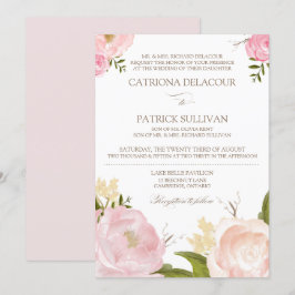 Flores de acuarela romántica Invitación de matrimo