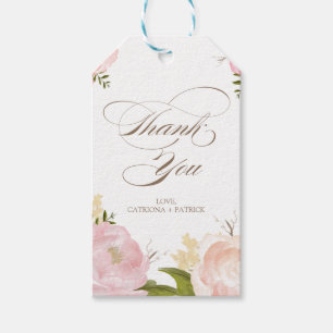 Flores de acuarela románticas gracias etiqueta de