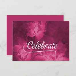 Flores de acuarela rosa magenta con tarjeta RSVP