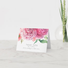 Flores de acuarela rosadas Agradecimiento de boda 