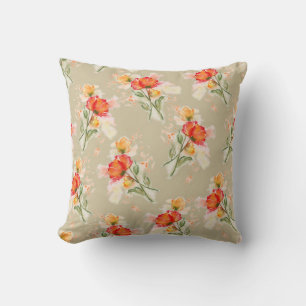 Flores de acuarela sueltas en Cojines decorativos