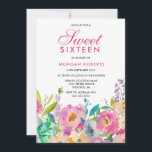 Flores de acuarela tropical Invitación dulce 16 Fi<br><div class="desc">Flores de color de agua tropical dulce 16 Fiestas Invitar colección de coincidencias en Nicho y tienda Nest. Moda Boho color rojo burgundy agua floral Hermoso ilustracion acuarela pintado a mano</div>