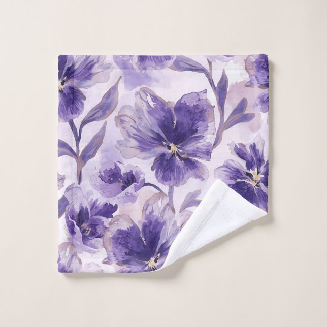 Flores de Acuarela Violeta Pintadas (Toallita)