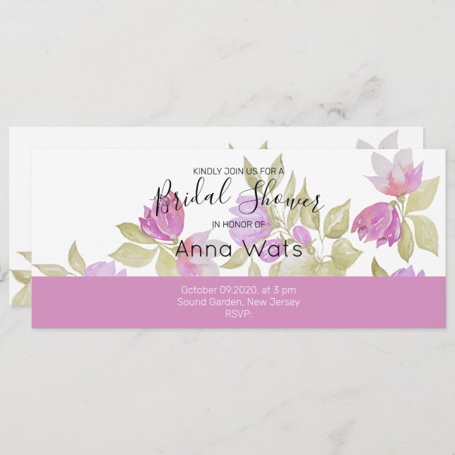 Flores de Acuarela Violeta Rosa Pintadas a Mano (Anverso / Reverso)