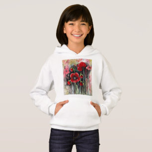 Flores De Adormidera En Hoodie De Acuarela