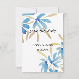 Flores De Agua Azul Y Oro Claros