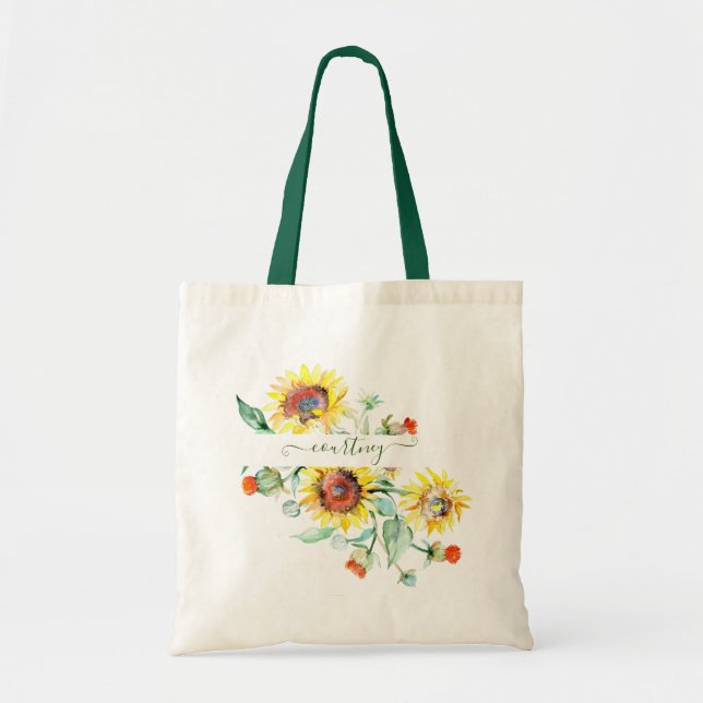 Flores de agua girasoles personalizados bolsa de t (Frente)