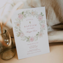 Flores de aliento y Rosas Invitación al bautismo