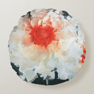 Flores de almohada redondas Cubist blanco negro