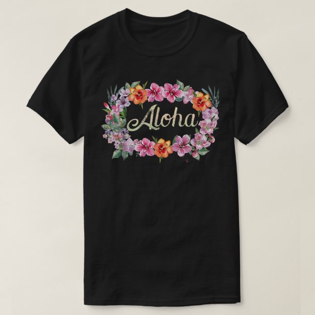 Flores de Aloha Camiseta hawaiana Fiesta Luau de l (Diseño del anverso)