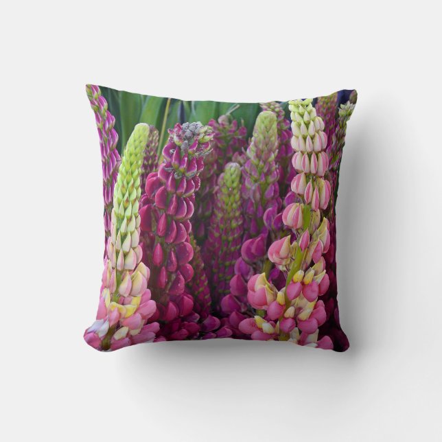 Flores de altramuz rosa y púrpura tiran almohada (Anverso)