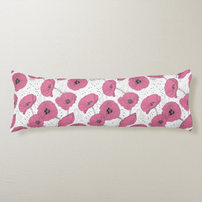 Flores de amapola almohadas del cuerpo del patrón (Anverso)