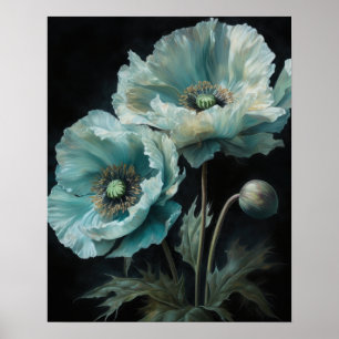 Flores de amapola azul claro Poster de impresión d