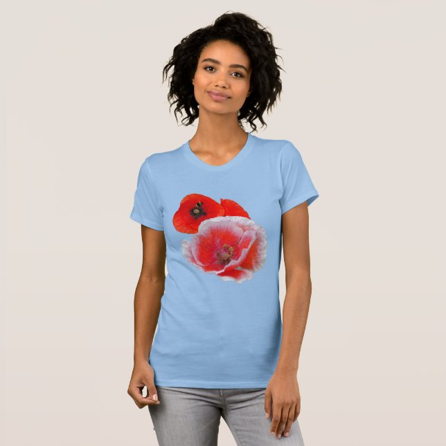Flores de amapola cierran camiseta (Anverso completo)