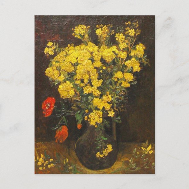 Flores de amapola de Vincent Van Gogh, postal de 1 (Anverso)