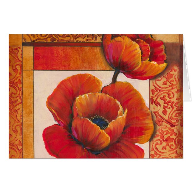 Flores de amapola en Tan y fondo Naranja (Anverso (Horizontal))