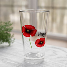 Flores de amapola roja Nombre personalizado Vidrio