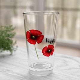 Flores de amapola roja Nombre personalizado Vidrio