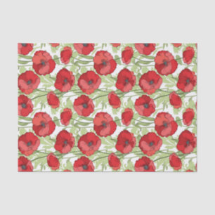 Flores de Amapola Rojas  Papel de Seda Floral