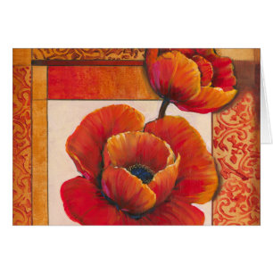 Flores de amapolas en un fondo tan y Naranja