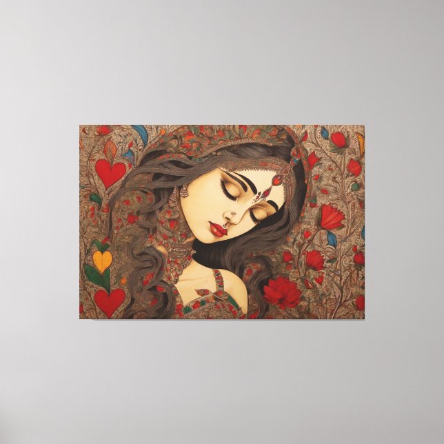Flores de amor: impresiones de lienzo en Madhubani (Anverso)