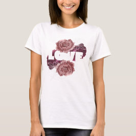 Flores de amor mujeres camiseta de color blanco