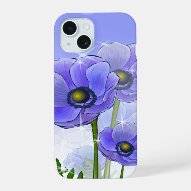 Flores de Anémona Moradas Azules (Reverso )