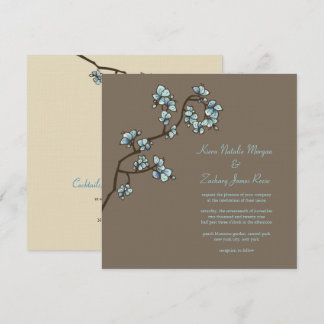 Flores de arce azul Invitación a la boda asiática