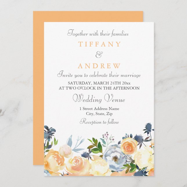 Flores de arce Elegante Invitación a la Boda (Anverso / Reverso)