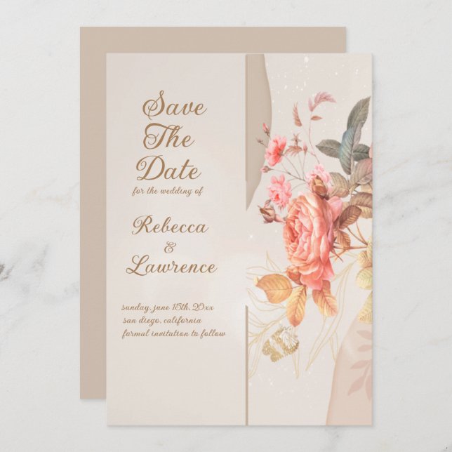 Flores de arce suave Elegante Invitación a la Boda (Anverso / Reverso)