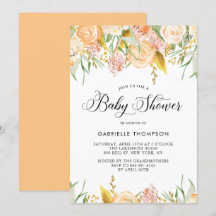 Flores de arce y oro deja la invitación de Baby Sh