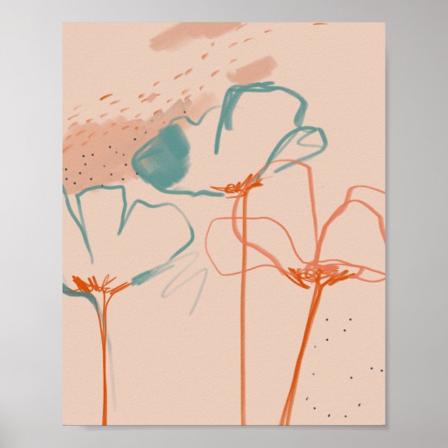 Flores de arte de líneas abstractas (Frente)