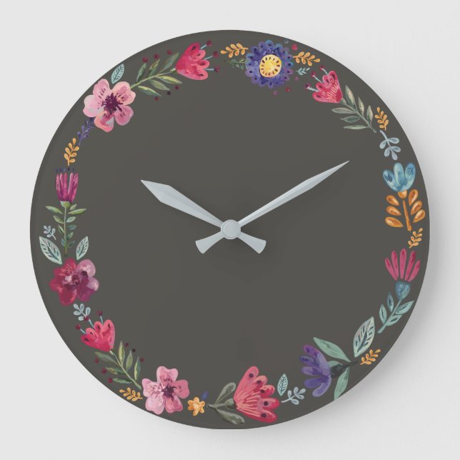 Flores de arte popular II reloj de pared (Anverso)