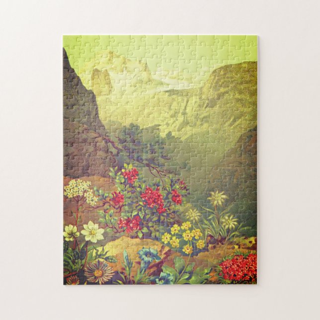 Flores de aspecto vintage, rompecabezas de montaña (Vertical)