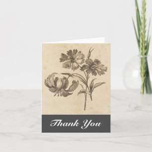 Flores de aspecto vintage + tarjeta "Gracias"