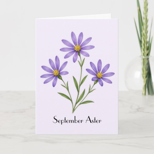 Flores de Aster de Septiembre Tarjeta de Felicitac (Anverso)