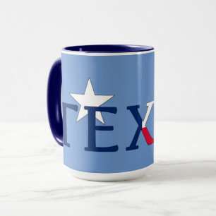 Flores de azul en Texas en la taza azul