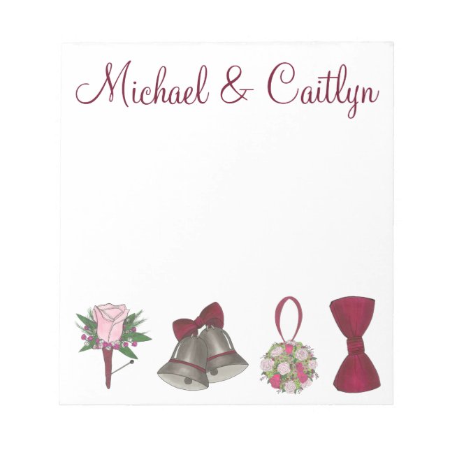 Flores de Bells personalizadas Boda Bloc de notas  (Frente)