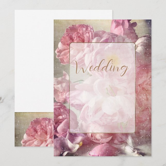 Flores de Boda - Tarjeta de Invitación (Anverso / Reverso)
