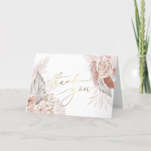 flores de boho Gracias tarjeta