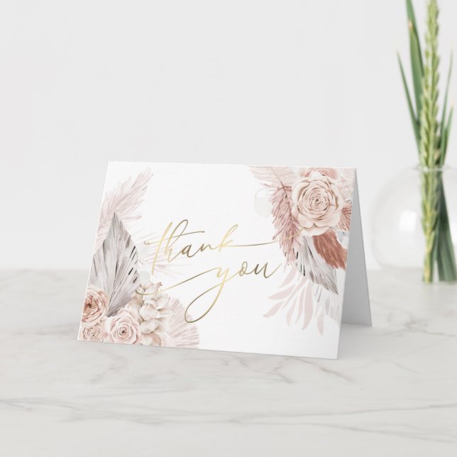 flores de boho Gracias tarjeta (Anverso)