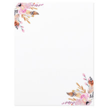 Flores de Boho plumas página de color rosa blanco