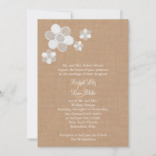 Flores de bonito en la invitación a la boda de Bur