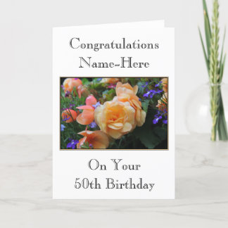 Flores de bonito, tarjeta de cumpleaños número 50.